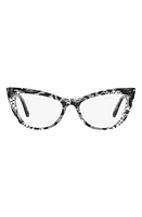 Dolce & Gabbana 54mm Cat Eye Optical Glasses in Black Lace at Nordstrom