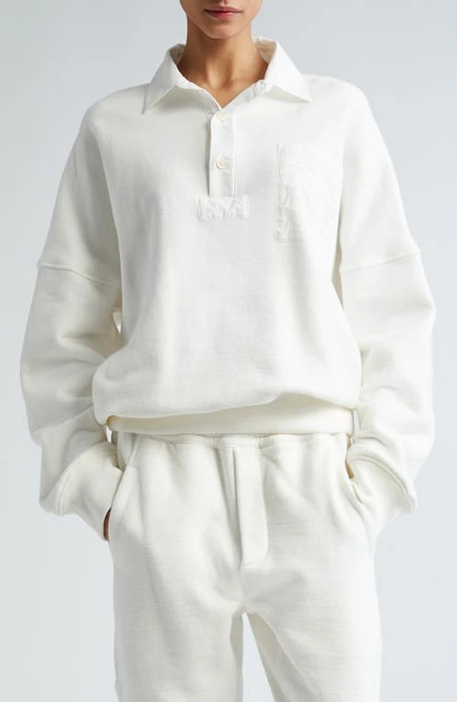 The Row Dende Cotton French Terry Polo Sweatshirt Milk at Nordstrom,