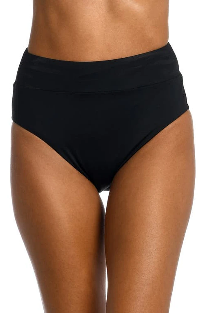 La Blanca Island Goddess High Waist Bikini Bottoms Black at Nordstrom,