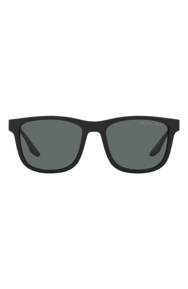 Prada 54mm Square Sunglasses in Black Rubber/Dark Grey Polar at Nordstrom