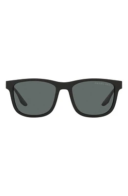 Prada 54mm Square Sunglasses in Black Rubber/Dark Grey Polar at Nordstrom