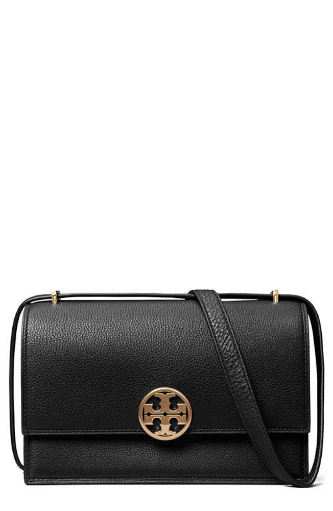 Tory Burch Miller Leather Convertible Shoulder Bag in Black at Nordstrom