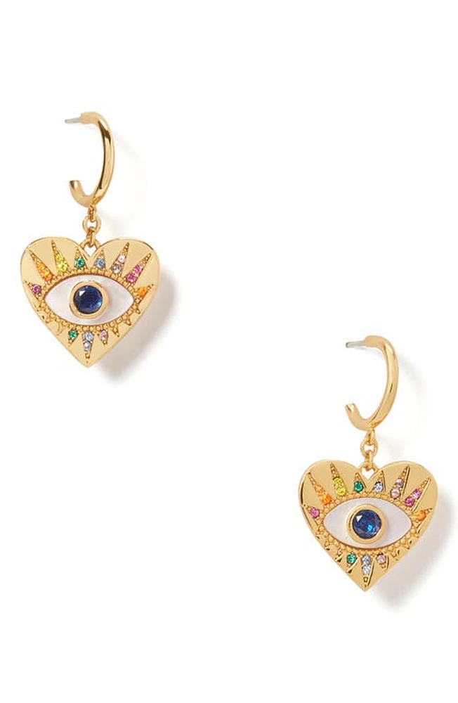 Kate Spade New York all seeing drop huggie hoop earrings in Cream Multi at Nordstrom