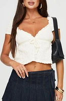 Princess Polly Kellan Smocked Crop Top Cream at Nordstrom,