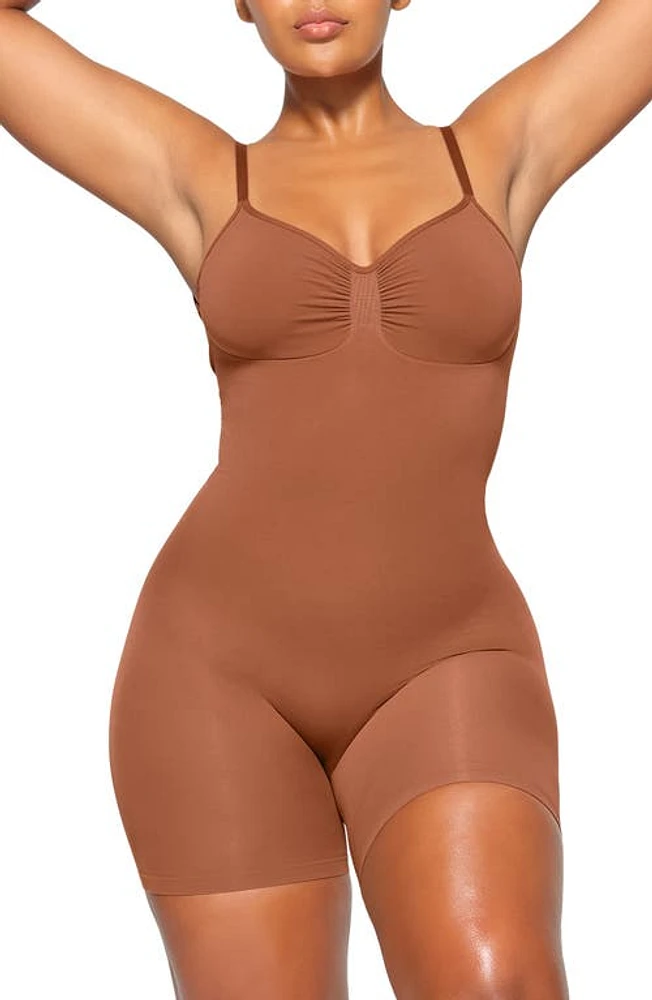 SKIMS Seamless Sculpt Low Back Mid Thigh Bodysuit Bronze at Nordstrom,