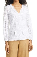 KOBI HALPERIN Textured Mesh Cotton Blend Blouse in White at Nordstrom, Size Small