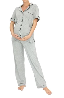 Angel Maternity Short Sleeve Pajamas Marl Gray at Nordstrom,