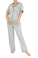 Angel Maternity Short Sleeve Pajamas Marl Gray at Nordstrom,