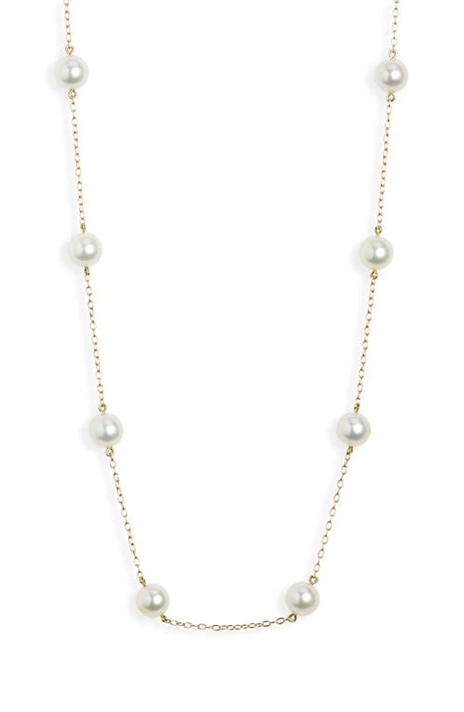 Mikimoto Genuine Ayoka Pearl Station Necklace in Yellow Gold at Nordstrom, Size 18