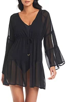 Rod Beattie Gypset Long Sleeve Chiffon Cover-Up Dress in Black at Nordstrom, Size Large