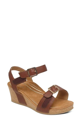 Aetrex Lexa Wedge Sandal Walnut at Nordstrom,