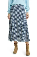 THE GREAT. The Curtsy Floral Ruffle Cotton Midi Skirt in Mini Evening Daisy at Nordstrom, Size 3