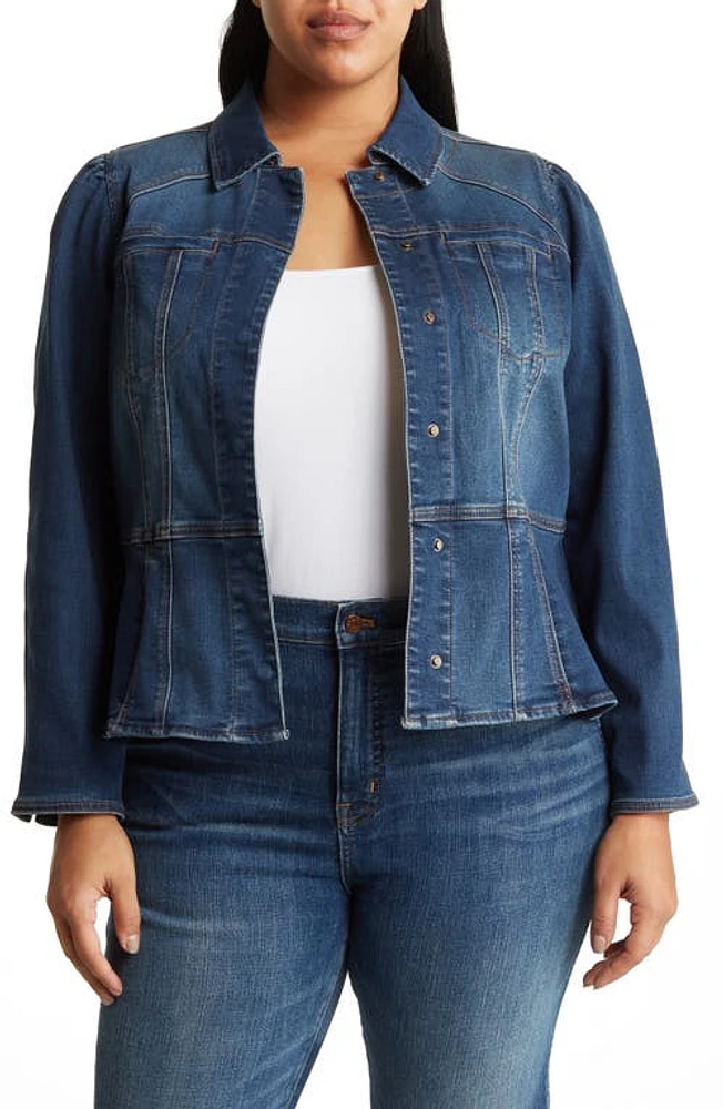 Wit & Wisdom Peplum Denim Jacket Blue at Nordstrom,