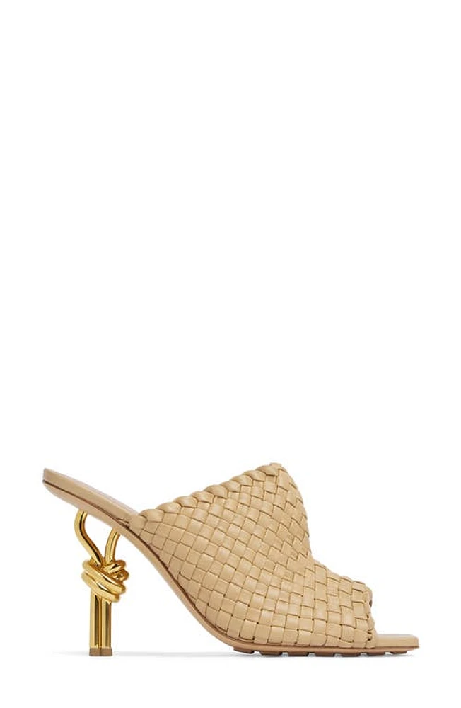 Bottega Veneta Knot Heel Intrecciato Slide Sandal Cane Sugar at Nordstrom,