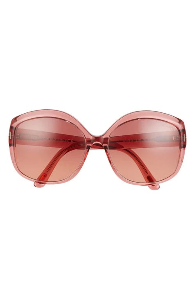 TOM FORD Chiara-02 56mm Round Sunglasses in Pink at Nordstrom