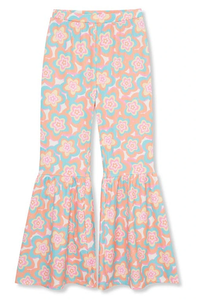 Peek Aren'T You Curious Kids' Floral Flare Leg Pants Orange Print at Nordstrom,