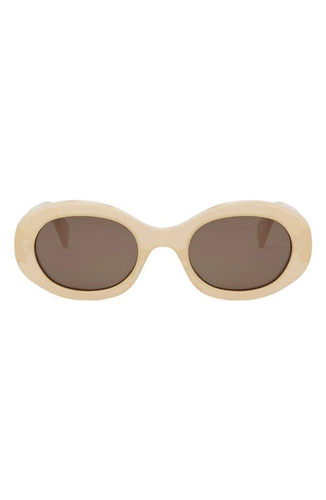 CELINE Triomphe 52mm Oval Sunglasses in Orange/Other /Brown at Nordstrom