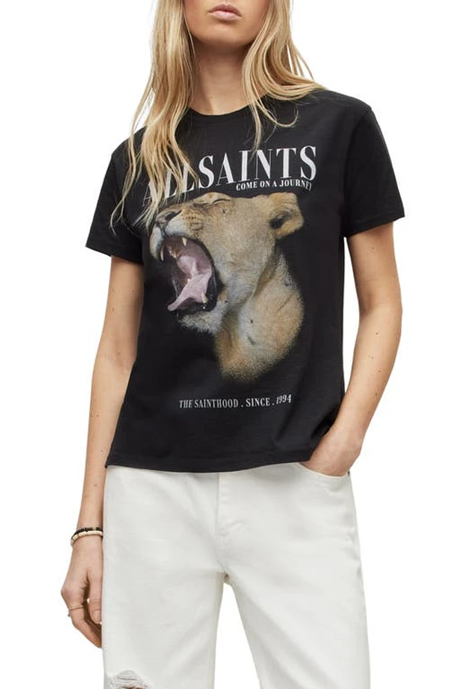 AllSaints Empera Grace Graphic T-Shirt Black at Nordstrom,