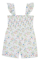 Little Me Floral Smocked Romper Multi Pink at Nordstrom,