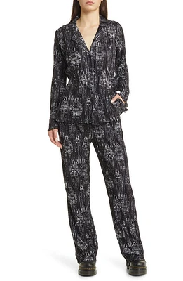 Dressed Lala Interstellar Astronauts Long Sleeve Plissé Top & High Waist Pants at Nordstrom,