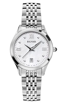 BALMAIN WATCHES Classic R Diamond Bracelet Watch, 34mm in Silver at Nordstrom