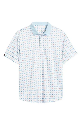 Swannies Louie Flag Print Golf Polo White at Nordstrom,