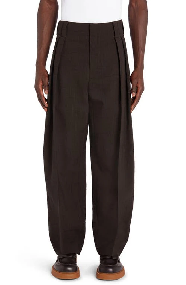 Bottega Veneta Crosshatch Detail Pleated Pants 2078 Fondant/Black Mel at Nordstrom, Us