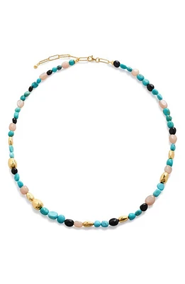 Monica Vinader Beaded Stone Necklace in 18Ct Gold Vermeil /Turquoise at Nordstrom