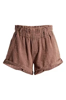 Free People Solor Baja Paperbag Waist Flare Cotton Shorts at Nordstrom,