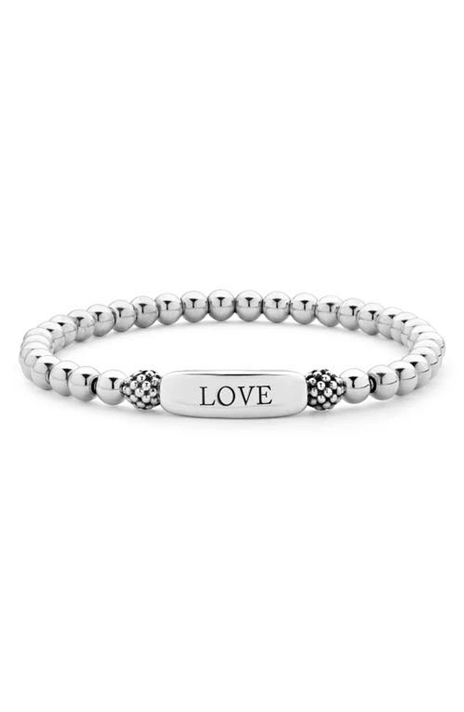 LAGOS Signature Caviar Love Stretch Bracelet in Silver at Nordstrom, Size 7