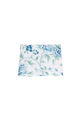 Matouk Simone Floral Print Linen Fitted Sheet in Sea at Nordstrom