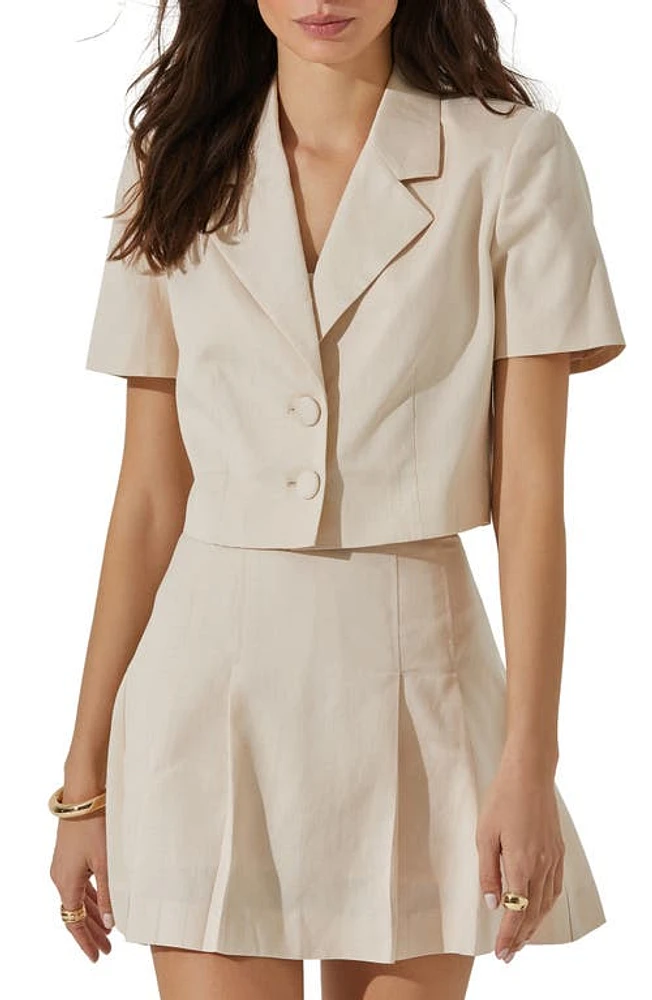 ASTR the Label Short Sleeve Crop Blazer Ecru at Nordstrom,