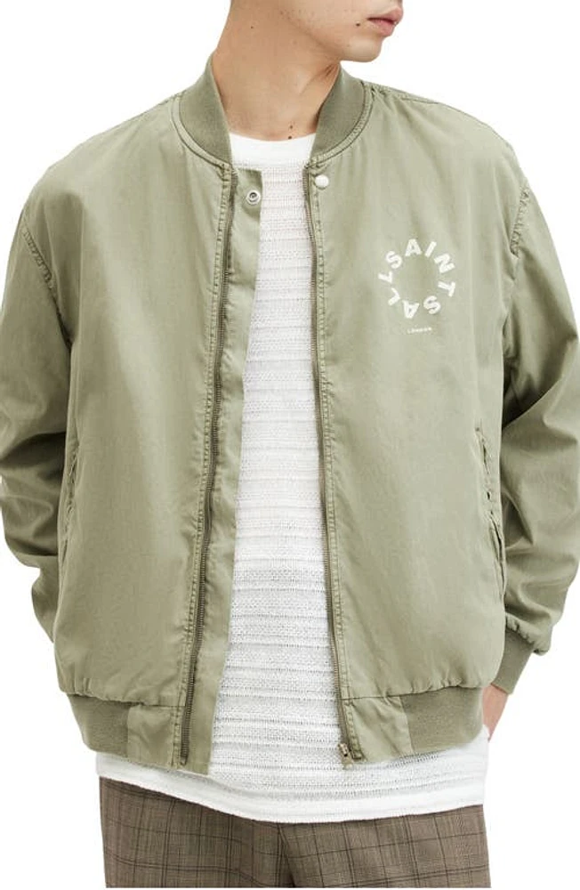 AllSaints Tierra Faded Bomber Jacket Herb Green at Nordstrom,