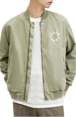 AllSaints Tierra Faded Bomber Jacket Herb Green at Nordstrom,