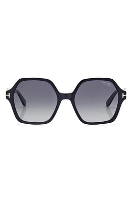 TOM FORD Romy 56mm Polarized Geometric Sunglasses in Shiny Black /Smoke Polarized at Nordstrom