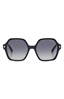 TOM FORD Romy 56mm Polarized Geometric Sunglasses in Shiny Black /Smoke Polarized at Nordstrom