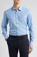 Scott Barber Microdobby Glen Plaid Button-Up Shirt Aqua at Nordstrom,