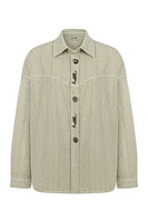 Nocturne Denim Shirt with Embroidered Accessories in Dark Beige at Nordstrom