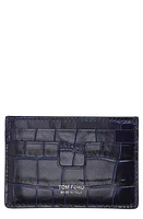 TOM FORD T-Line Croc Embossed Leather Card Case in Royal Blue at Nordstrom