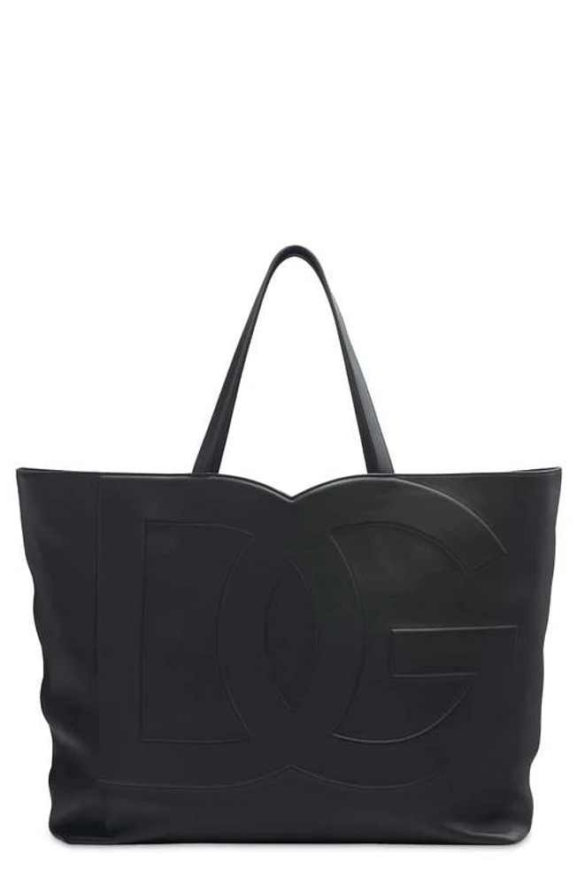 Dolce & Gabbana DG Logo Leather Tote in Nero at Nordstrom