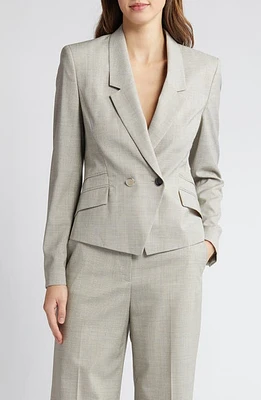 BOSS Jarinary Double Breasted Virgin Wool Blazer Light Beige Windowpane at Nordstrom,