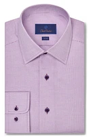 David Donahue Slim Fit Micro Dobby Cotton Dress Shirt Lilac at Nordstrom, 