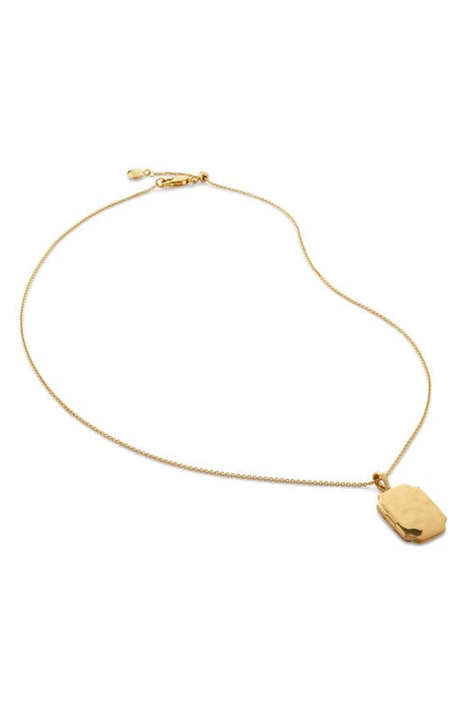 Monica Vinader Signature Locket Necklace in 18Ct Gold Vermeil /Emerald at Nordstrom