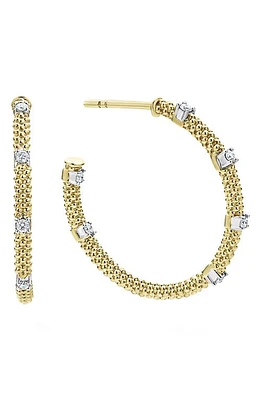 LAGOS Superfine Signature Caviar Diamond Hoop Earrings in Gold at Nordstrom