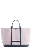 Thom Browne Large Tool Canvas & Leather Tote in Navy/Red/White/blue Stripe at Nordstrom