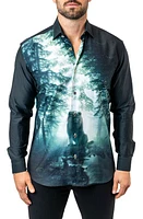 Maceoo Fibonacci Lionforest 17 Black Contemporary Fit Button-Up Shirt at Nordstrom,