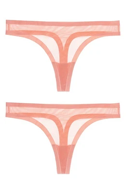 EBY 2-Pack Sheer Thongs in Coral Pink at Nordstrom, Size X-Large