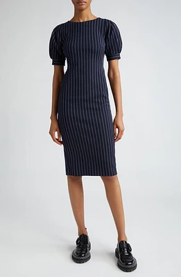 Max Mara Tunica Pinstripe Puff Sleeve Sheath Dress Ultramarine at Nordstrom,