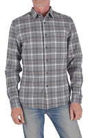 HIROSHI KATO The Ripper Plaid Organic Cotton Flannel Button-Up Shirt Gray Beige at Nordstrom,