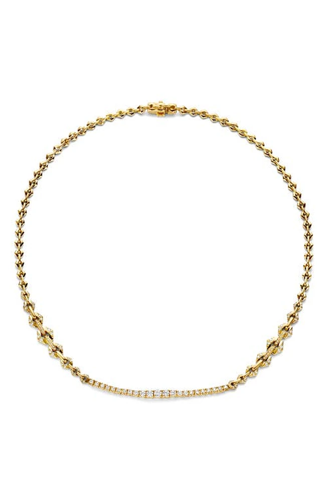 DRIES CRIEL Diamond Bar Chain Necklace in Yellow Gold at Nordstrom